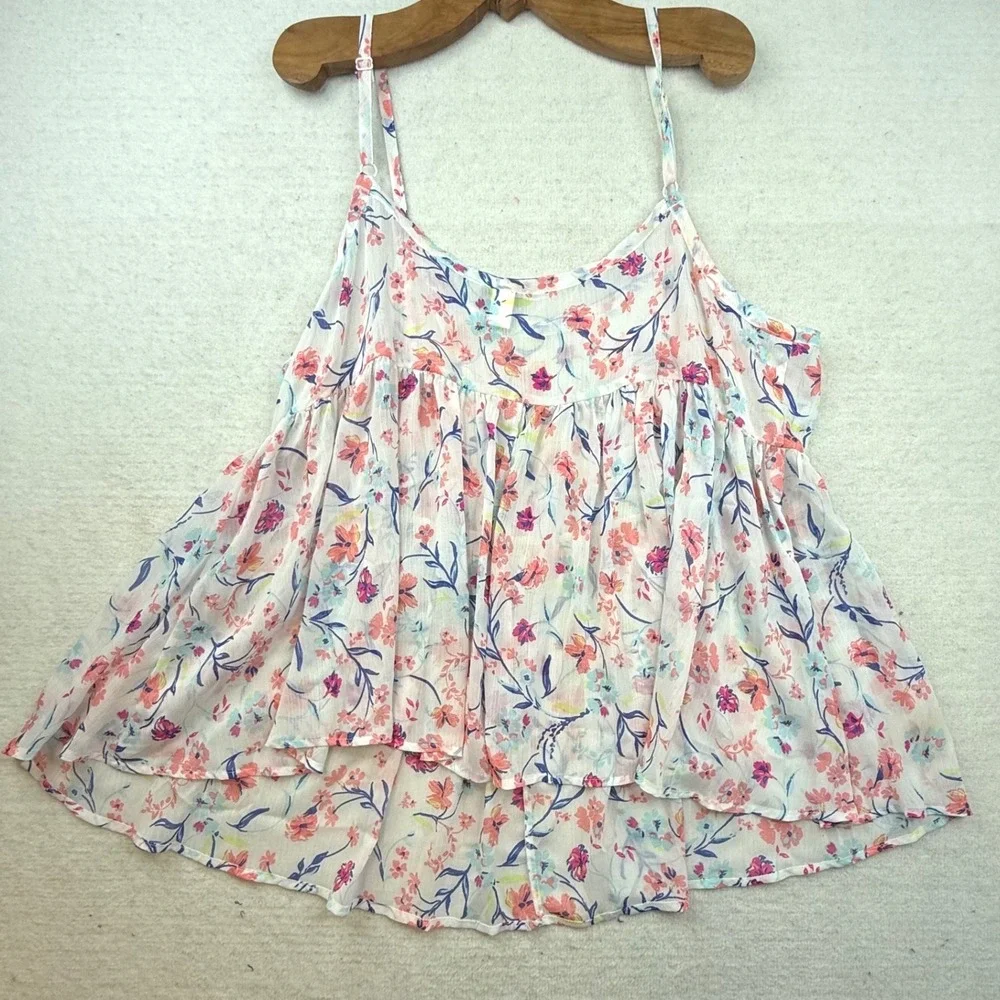 Torrid Womens Plus 3 Floral Babydoll Cami Tank Top Chiffon Boho cottagecore - Picture 5 of 7